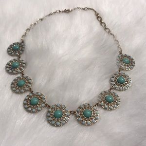 Green and gold costume necklace